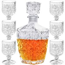 Garrafa Licoreira Quadrada + 6 Mini Taças de Dose Vidro Licoreira Decoração Frasco Cristal Lapidada Whisky Licor Garrafa Licoreira Quadrada + 6 Mini Taças de Dose Vidro Licoreira Decoração Frasco Cristal Lapidada Whisky Licor