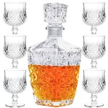 Garrafa Licoreira Quadrada + 6 Mini Taças de Dose Vidro Licoreira Decoração Frasco Cristal Lapidada Whisky Licor