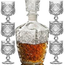 Garrafa Licoreira Quadrada + 6 Mini Taças de Dose Vidro Licoreira Decoração Frasco Cristal Lapidada Whisky Licor - GARRAFA DE WHISKY