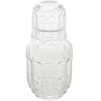 Garrafa Lyor 500ml para Água Moringa de Vidro Faces com Copo Tampa 145ml para Bebidas