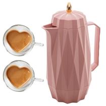 Garrafa Lyor Diamond e Jogo com Duas Xicaras Coração