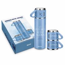 Garrafa metal vacuum c/3 canecas 420ml - o futuro se faz agora
