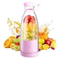 Garrafa Mixer Juicer Portátil Recarreg.Usb 350Ml - Rosa