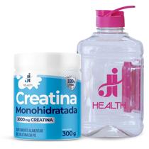 Garrafa para academia 2 litros com alça + pote de Creatina Monohidratada J&I Health 300g pura