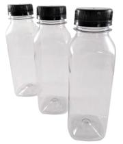 Garrafa pet quadrada transparente - 300ml - 100 unidades