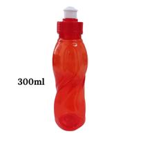 Garrafa Pet Squeeze 300ml Plastico Vermelho Para Academia Escola Caminhada