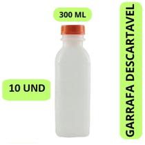 Garrafa Plástica 300ml para Suco c/ Tampa 10 un / CALDO CANA / AGUA COCO Garrafa Plástica 300ml para Suco c/ Tampa 10 un / CALDO CANA / AGUA COCO