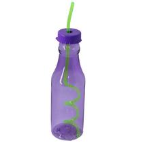 Garrafa Plástica Com Canudo Espiral 550Ml Roxo 91Rx