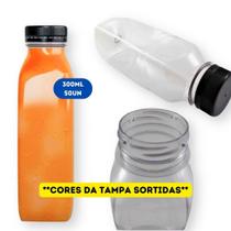 Garrafa Plástica Descartável Transparente com Tampa Preta/Color Usicomp - 300ml - pct 50 Unidades