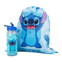 Garrafa Plástico 450 ml Mochila Sacola Stitch Disney Azul