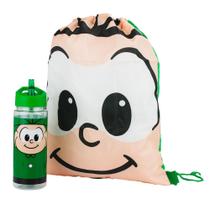 Garrafa Plástico 450ml Com Mochila Tipo Saco Cebolinha - Turma Da Mônica