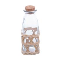 Garrafa Porta Mantimentos Vidro e Fibra Natural Rattan com Rolha Pote Wolff 210ml