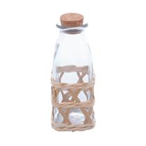 Garrafa Porta Mantimentos Vidro e Fibra Natural Rattan com Rolha Pote Wolff 210ml