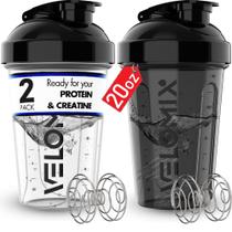 Garrafa Protein Shaker VELOMIX 600mL, pacote com 2 unidades com batedor de arame Garrafa Protein Shaker VELOMIX 600mL, pacote com 2 unidades com batedor de arame