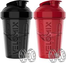 Garrafa Protein Shaker VELOMIX 600mL, pacote com 2 unidades com batedor de arame Garrafa Protein Shaker VELOMIX 600mL, pacote com 2 unidades com batedor de arame