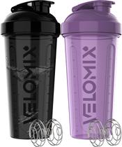 Garrafa Protein Shaker VELOMIX 800mL, pacote com 2 unidades com batedor de arame Garrafa Protein Shaker VELOMIX 800mL, pacote com 2 unidades com batedor de arame