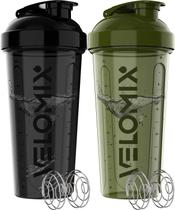Garrafa Protein Shaker VELOMIX 800mL, pacote com 2 unidades com batedor de arame Garrafa Protein Shaker VELOMIX 800mL, pacote com 2 unidades com batedor de arame