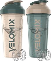 Garrafa Protein Shaker VELOMIX 800mL, pacote com 2 unidades com batedor de arame Garrafa Protein Shaker VELOMIX 800mL, pacote com 2 unidades com batedor de arame