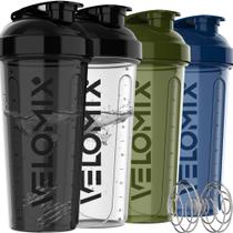 Garrafa Protein Shaker VELOMIX, pacote com 4 unidades, 800 ml, com batedor de arame Garrafa Protein Shaker VELOMIX, pacote com 4 unidades, 800 ml, com batedor de arame