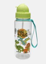 Garrafa Puket 500ml Dino Transparente Com Canudo Transparente