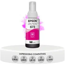 Garrafa Refil de Tinta Magenta T673 T673320 Original Epson Compatível com Impressoras L800 L805 L810 L850 L1800