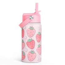Garrafa SANDJEST Kids Strawberry 355ml isolada com palha