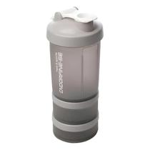 Garrafa Shaker 3 em 1 De Plástico Performance Cinza 620ml