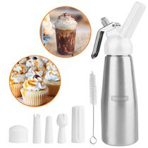 Garrafa Sifão Culinário Gourmet 500 ml + 3 Bicos e Acessórios Chantilly Drinks Moscow Mule Cremes Cozinha Profissional