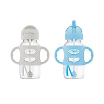 Garrafa Sippy Straw Dr. Brown's Milestones 270 mL 6m+ cinza e azul