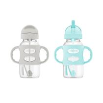 Garrafa Sippy Straw Dr. Brown's Milestones 270 mL 6m+ cinza e verde
