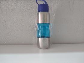 Garrafa squeeze 600 ml com canudo cor azul