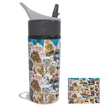 Garrafa Squeeze 600ml Pets Gato Gatinhos Meme Figurinhas