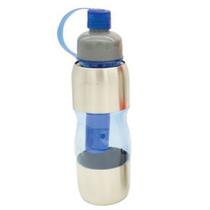 Garrafa Squeeze Azul De Água Inox Para Academia Gelo 600ML