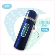 Garrafa Squeeze Azul Isotérmico 400ml Dupla Camada Aço Inox