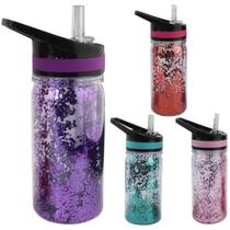 Garrafa squeeze Com glitter e canudo 350ml Garrafa squeeze Com glitter e canudo 350ml