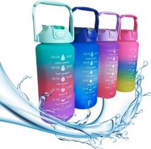 Garrafa Squeeze De Água 2 litros Fitness Cores com Canudo e adesivos