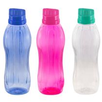 Garrafa / squeeze de água de plástico - 1 litro - rosa, azul ou verde - Plasútil