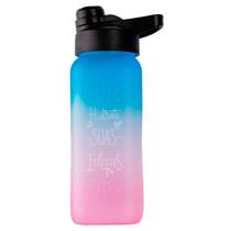 Garrafa Squeeze De Água Para Academia Rosa e Azul 1l Fitness Tie Dye