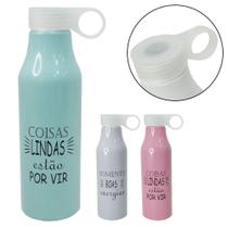 garrafa/squeeze de aluminio frases colors com tampa e alca de plastico 550ml - GOLDEN RIO