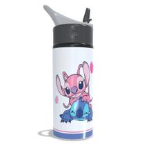 Garrafa Squeeze De Alumínio Stitch E Angel 600ml