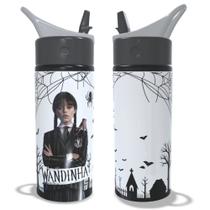 Garrafa Squeeze de Alumínio Wandinha Bico Retrátil Personalizado 600ml Garrafa Squeeze de Alumínio Wandinha Bico Retrátil Personalizado 600ml