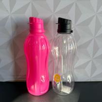 Garrafa squeeze de plástico 700ml rosa ou preto transparente com bico garrafinha de água