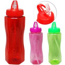 Garrafa squeeze de plastico as com canudo + tampa flip top transcolor 800ml