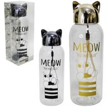 garrafa / squeeze de plástico as gato meow com tampa + alça metalizado 650ml - C3B garrafa / squeeze de plástico as gato meow com tampa + alça metalizado 650ml - C3B