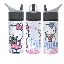 Garrafa Squeeze Hello Kitty Personalizada Com Nome Volta As Aulas 600ML