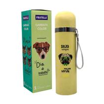 Garrafa Squeeze Hermetica Estampa Pet Inox 480ml - Amarelo