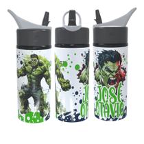 Garrafa Squeeze Hulk Personalizada Com Nome Volta As Aulas 600ML Garrafa Squeeze Hulk Personalizada Com Nome Volta As Aulas 600ML