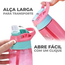 Garrafa Squeeze Infantil Menino Menina Com Canudo Flip Com Estampas 480ml