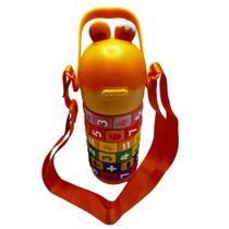 Garrafa Squeeze Laranja Infantil Matemática Escolar Inox Térmica Água 600 mL