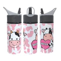 Garrafa Squeeze Personalizada com Nome Vaquinha Fofa Vaca Presente - Volta ás Aulas Garrafa Squeeze Personalizada com Nome Vaquinha Fofa Vaca Presente - Volta ás Aulas